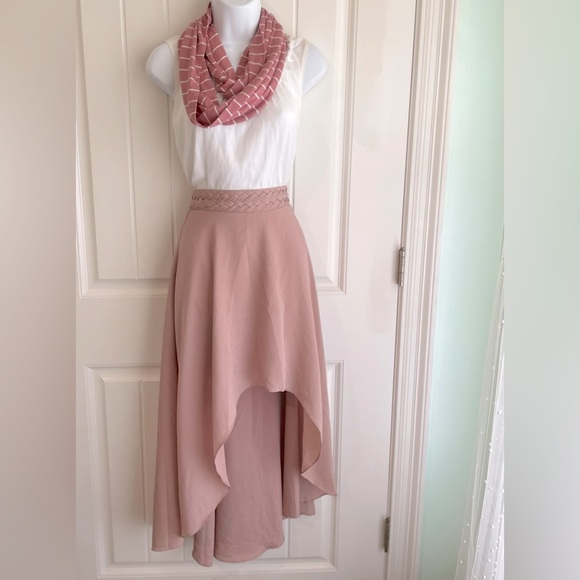 Anthropologie Minimalist Braided Waist High Waisted Mermaid Skirt in Pink Muave - Picture 11 of 15